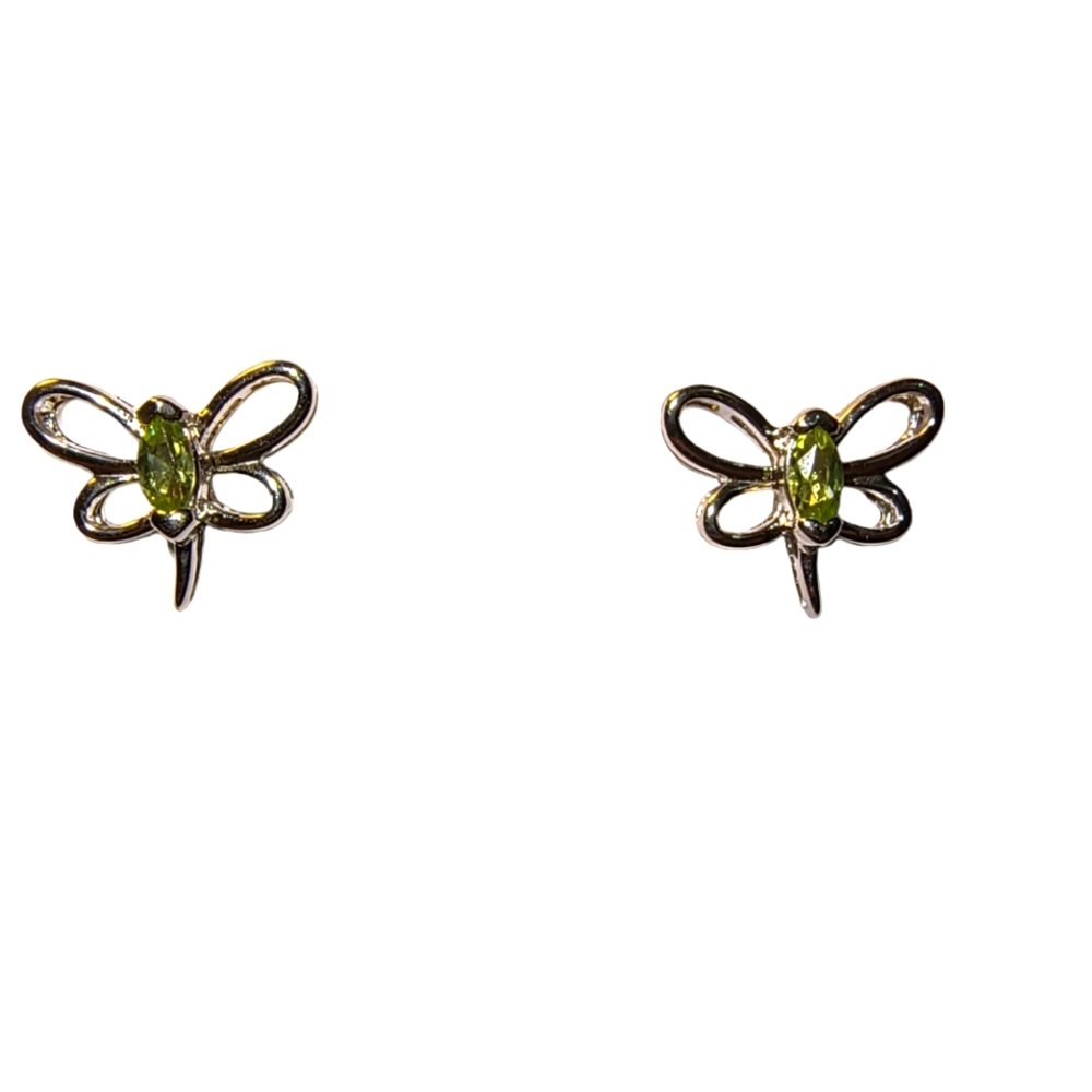 Peridot & Sterling Silver Dragonfly Earrings